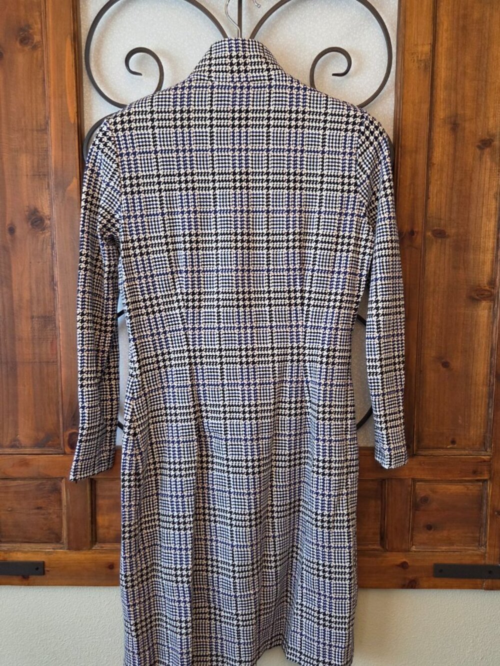J. McLaughlin Ponte Houndstooth Aspen Glenn Dress Size M Bedford Midi Longsleeve - Picture 6 of 11